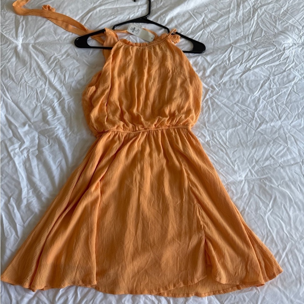 Francesca's Collections Vibrant Orange Ruffled Dress